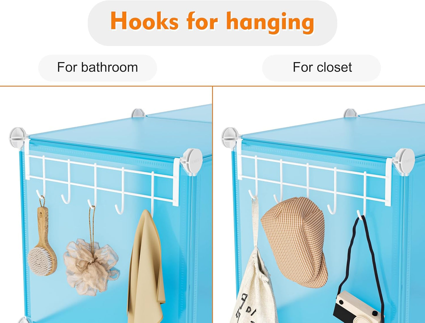 Portable Closet 6 Cube Closet Organizer and Storage Shelf Bookcase with Metal Hammer, Organizer Cabinet for Kids, Bedroom, Bathroom