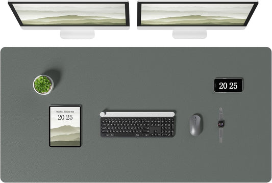 Aothia Leather Desk Pad Protector, Office Desk Mat, Large Mouse Pad, Laptop Desk Pad, Non-Slip PU Leather Desk Blotter, Waterproof Desk Writing Pad for Office and Home (Jungle Green, 47" x 24")