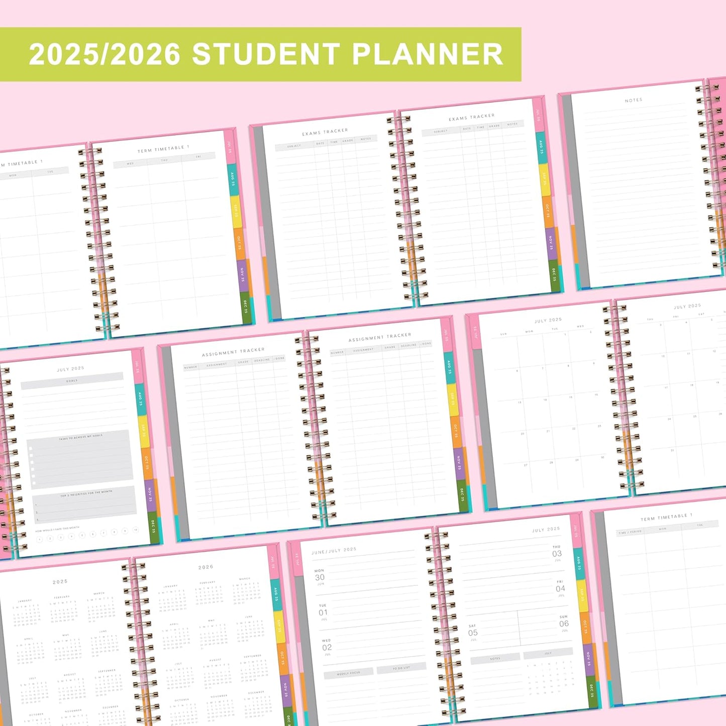 And Per Se Student Planner 2025-2026, Academic Planner July 2025 - June 2026, 8.5" × 6.2", Weekly & Monthly Lesson Plan for Students with Colorful Tabs & Stickers (Stripe)