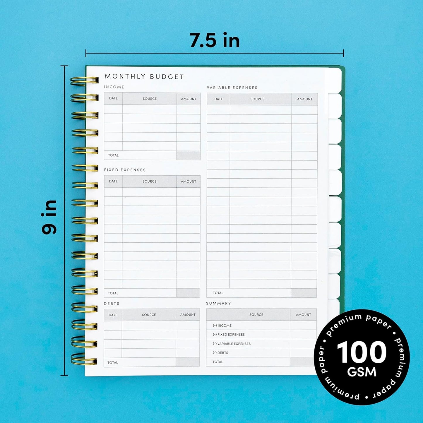 PAPERAGE Undated 12 Month Weekly & Monthly Planner with Durable Cover & Spiral Binding, 7.5 in x 9 in, Productivity Planner with Note Pages, Goals & Budget Trackers, Stickers & Bookmark (Black)