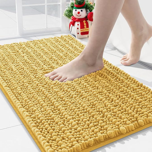 Arotive Luxury Chenille Bathroom Rug Mat, Extra Soft Thick Absorbent Shaggy Bath Rugs, Non-Slip Machine Wash Dry, Plush Bath Mats for Bathroom, Shower and Tub, 30x20, Yellow