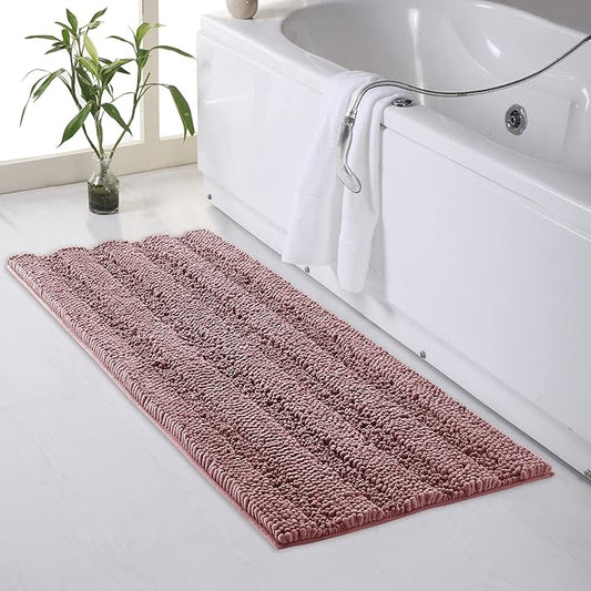 KGORGE Bathroom Rugs - Luxury Chenille Dry Fast Plush Super Soft Non Skid Bathroom Kitchen Rugs Bedroom Floor Area Carpets Mats, Light Purple, 47" W x 24" L, 1 Piece
