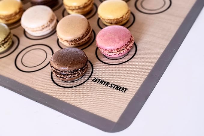 Macaron Silicone Baking Mats - Non-Stick Macaron Mat for Easy Baking | Heat Resistant & Dishwasher Safe Macaron Baking Mat | Reusable & Eco-Friendly, 1/2 Sheet Size - Pack of 4 - for Cookies & More