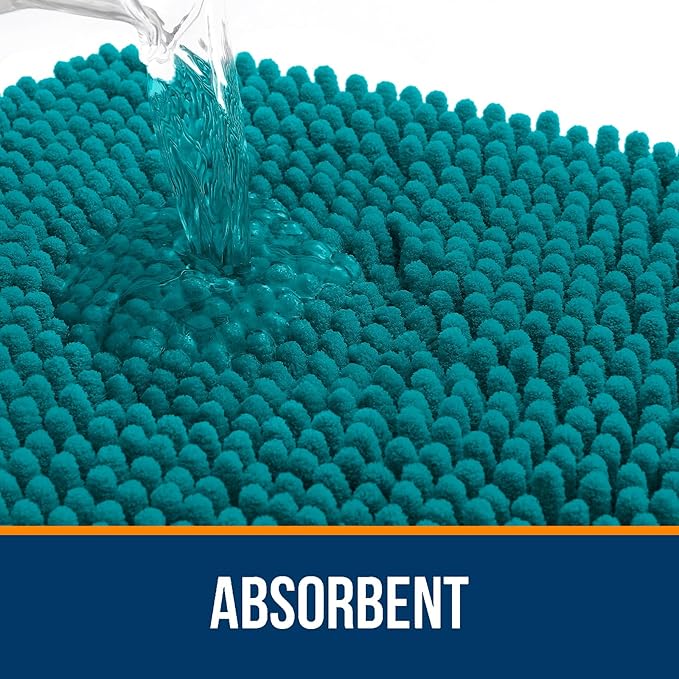 OLANLY Bathroom Rugs 36x24, Extra Soft Absorbent Chenille Bath Rugs, Rubber Backing Quick Dry, Machine Washable Bath Mats for Bathroom Floor, Tub and Shower, Home Decor Accessories, Deep Lake