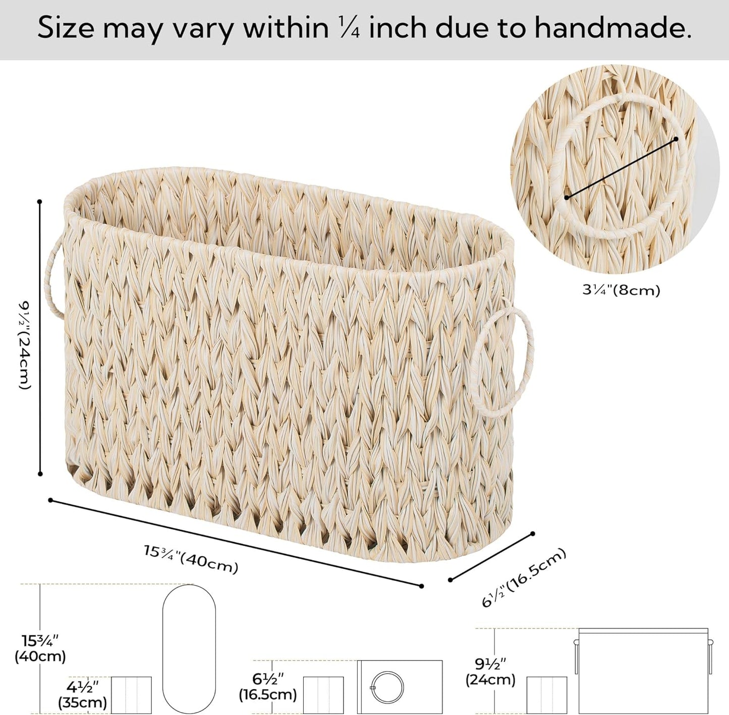 GRANNY SAYS Toilet Paper Storage, Toilet Paper Basket for Bathroom, 6 Mega Rolls Organizer Free Standing, Wicker Basket for Bathroom Storage, Butter Milk