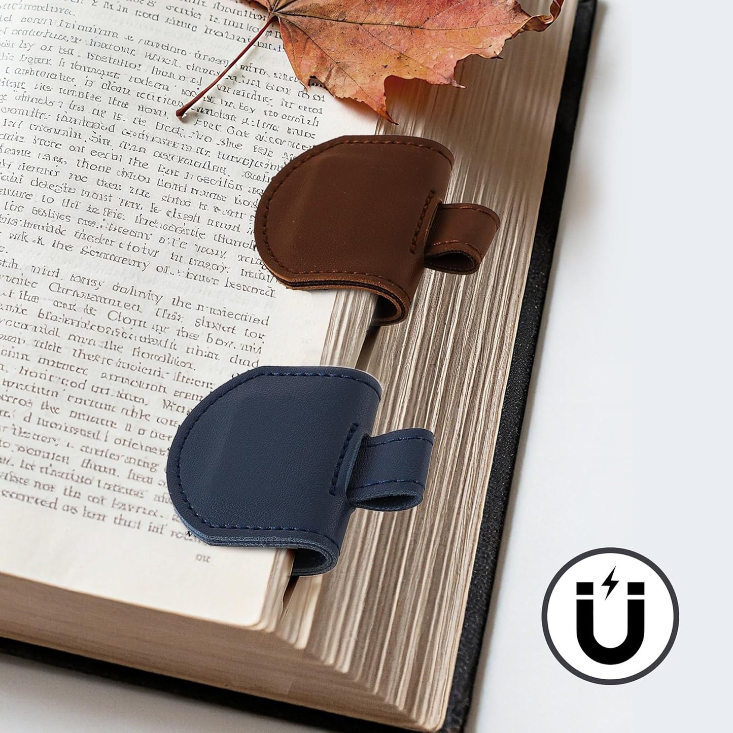 Magnetic Pen Loop Holder, Pencil Holder for Notebooks, Journals, Calendars, PU Leather 5 Pack