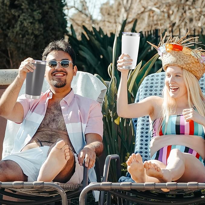 20oz Tumbler Bulk Stainless Steel Tumblers with Lid Vacuum Insulated Double Wall Travel Coffee Mug Powder Coated Tumbler Cup for Hot and Cold Drinks(Grey, 6 pack)