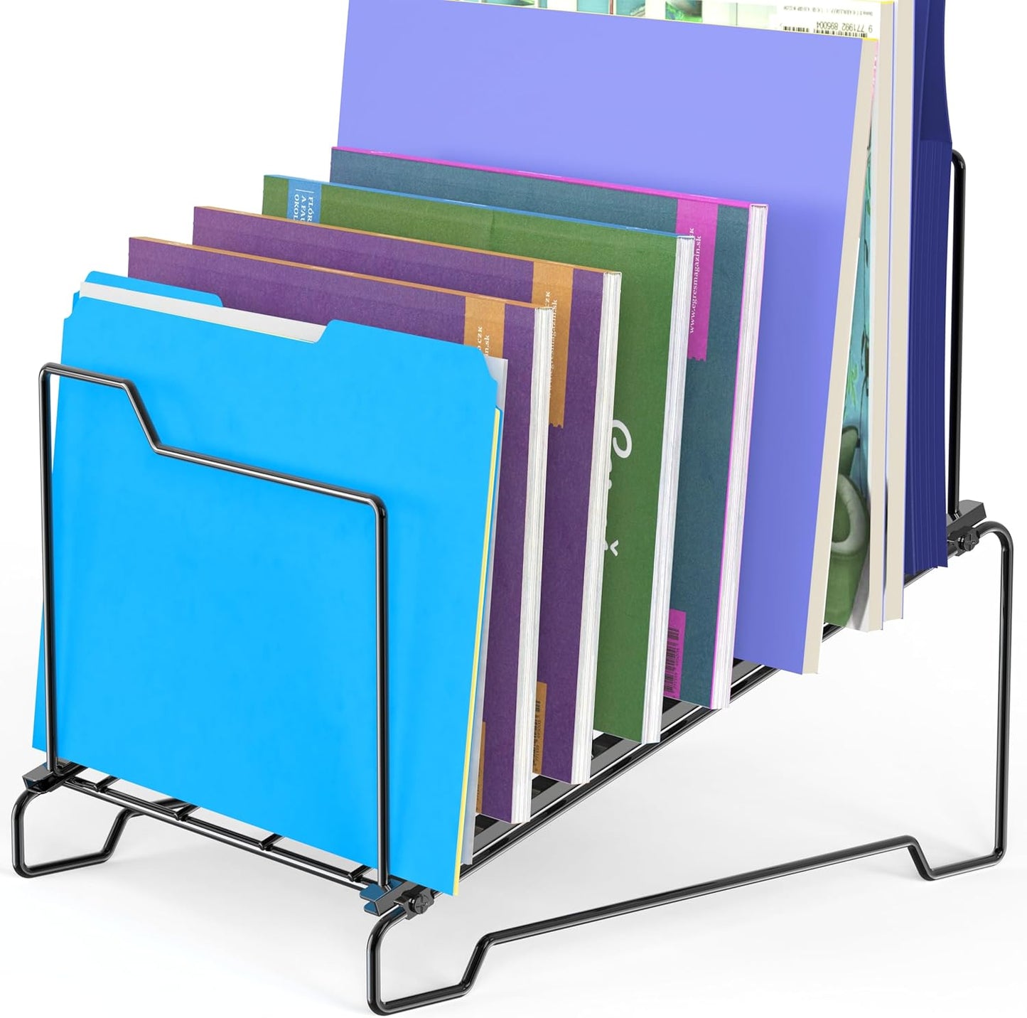 Simple Houseware 9-Section Desk File Organizer, Wire Step Sorter for Documents, Folders, and Mail, Black