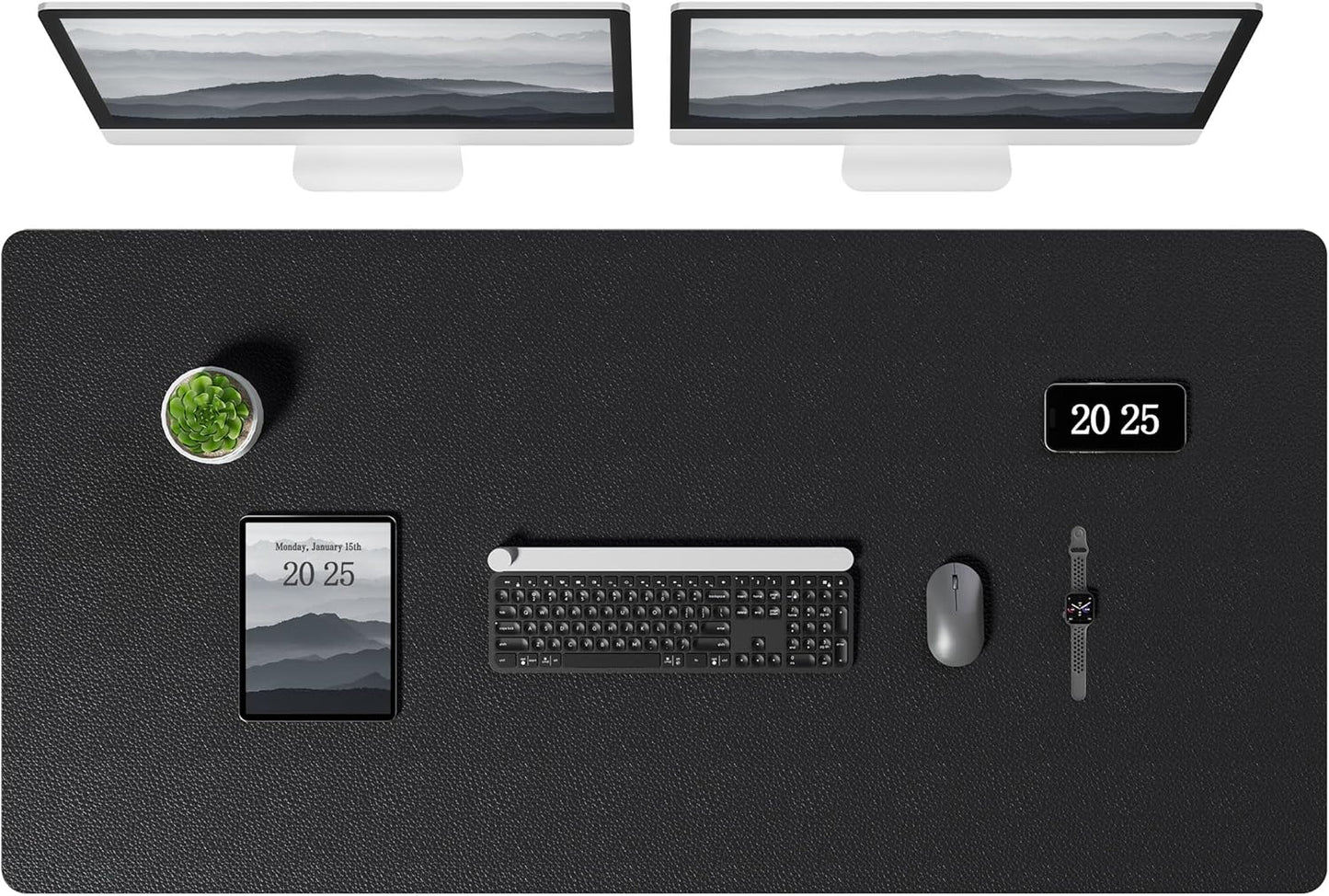 Aothia Leather Desk Pad Protector, Office Desk Mat, Large Mouse Pad, Laptop Desk Pad, Non-Slip PU Leather Desk Blotter, Waterproof Desk Writing Pad for Office and Home (Black, 47" x 24")
