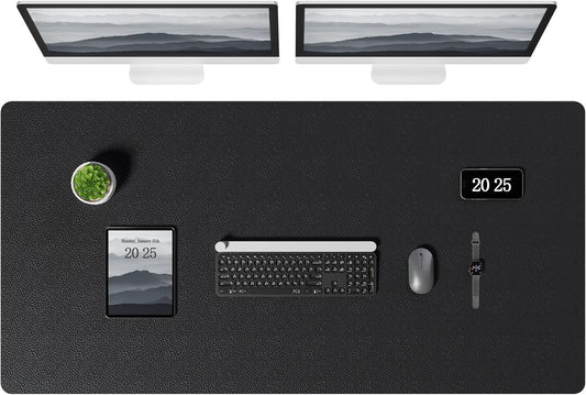 Aothia Leather Desk Pad Protector, Office Desk Mat, Large Mouse Pad, Laptop Desk Pad, Non-Slip PU Leather Desk Blotter, Waterproof Desk Writing Pad for Office and Home (Black, 47" x 24")