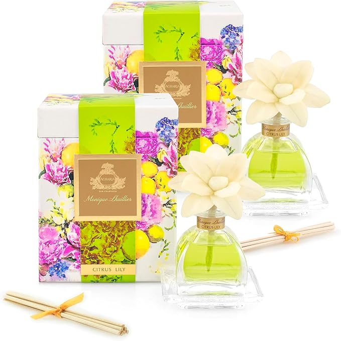 AGRARIA AirEssence & PetiteEssence Flower and Reed Diffuser Set, Luxury Home Fragrance Set, Scented Oil Reed Diffuser Gift for All Occasions