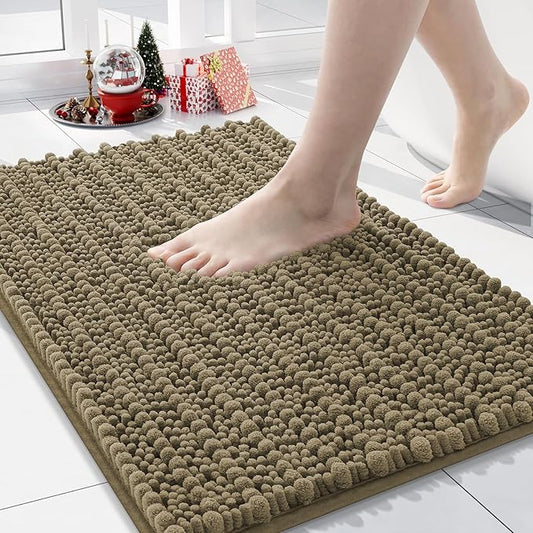 Arotive Luxury Chenille Bathroom Rug Mat, Extra Soft Thick Absorbent Shaggy Bath Rugs, Non-Slip Machine Wash Dry, Plush Bath Mats for Bathroom, Shower and Tub, 30x17, Camel