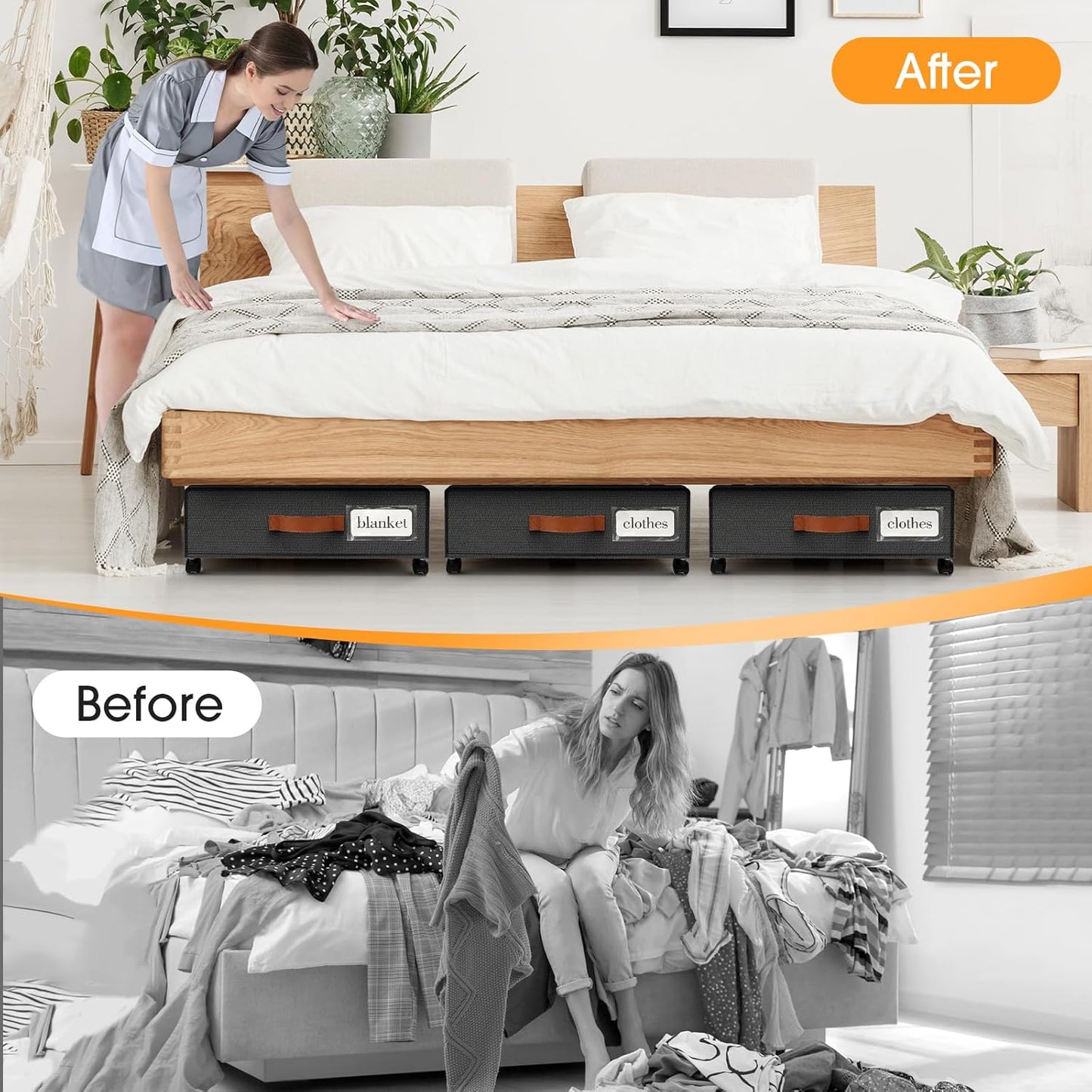 Under Bed Storage with Wheels 3Pack Storage Containers with Clear Window&Label Under Bed Drawers Rolling Under Bed Storage for Clothes,Shoes, Blankets (30.71 x 16.93 x 6.69 in, Dark Grey)