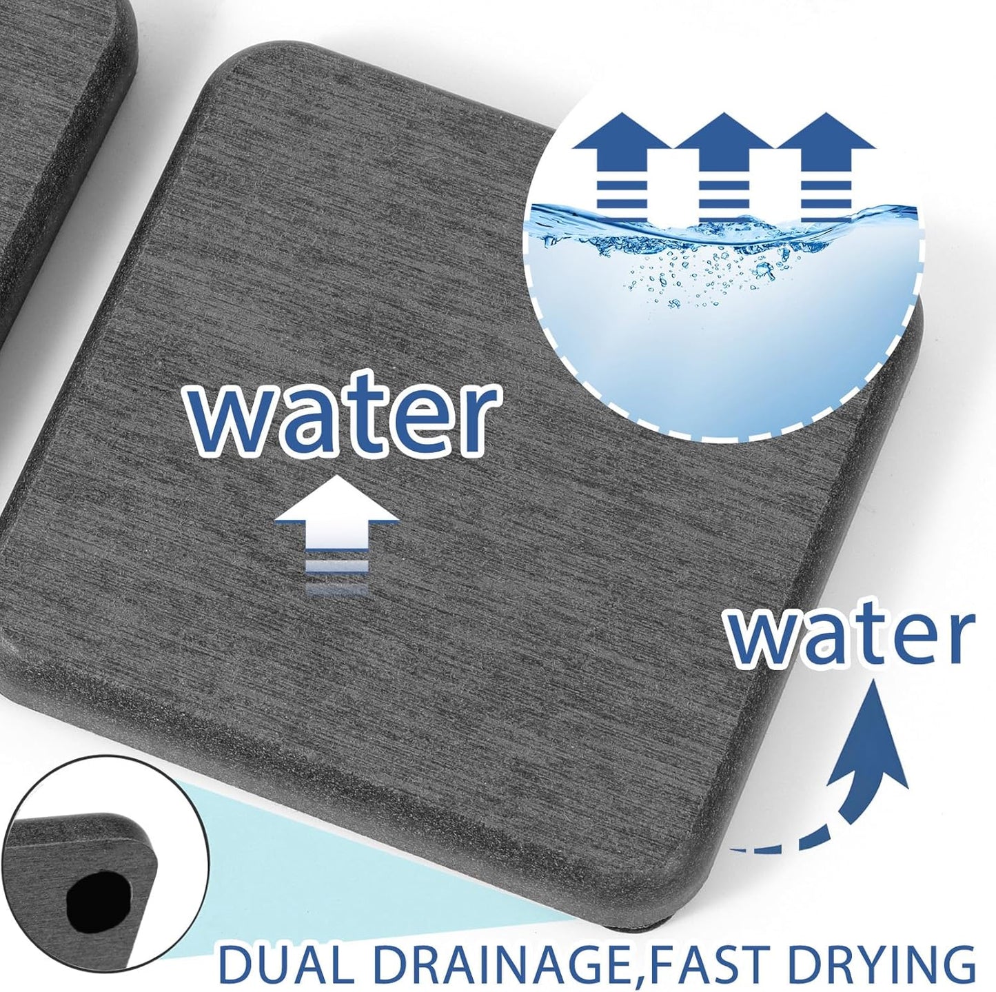 4PCS Water Absorbing Stone Tray, Quick Drying Diatomite Stone Sink Tray, Water Absorbent Diatomite Coasters Used for Hand Soap Dispenser Toothbrush Sponges Holders in Bathroom Counter and Kitchen Sink