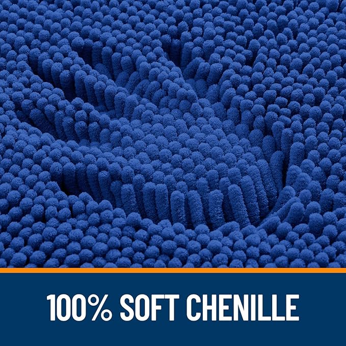 OLANLY Bathroom Rugs 44x24, Extra Soft Absorbent Chenille Bath Rugs, Rubber Backing Quick Dry, Machine Washable Bath Mats for Bathroom Floor, Tub and Shower, Home Decor Accessories, Royal Blue