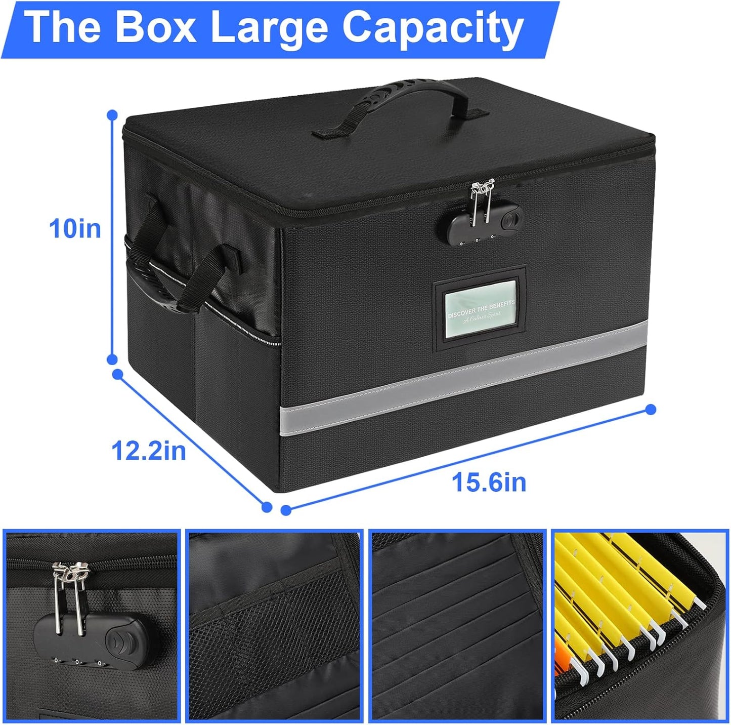 File Organizer, Fireproof File Box with Lids, Important Document Organizer Box with Lock, Portable File Folder Organizer with Handle
