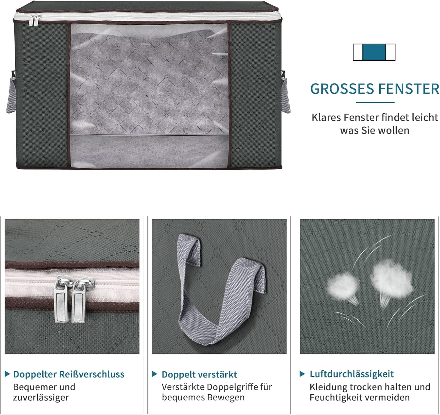 Large Storage Bags, 2 Pack Clothes Storage Bins Foldable Closet Organizers Storage Containers with Durable Handles Thick Fabric for Blanket Comforter Clothing Bedding 90 L