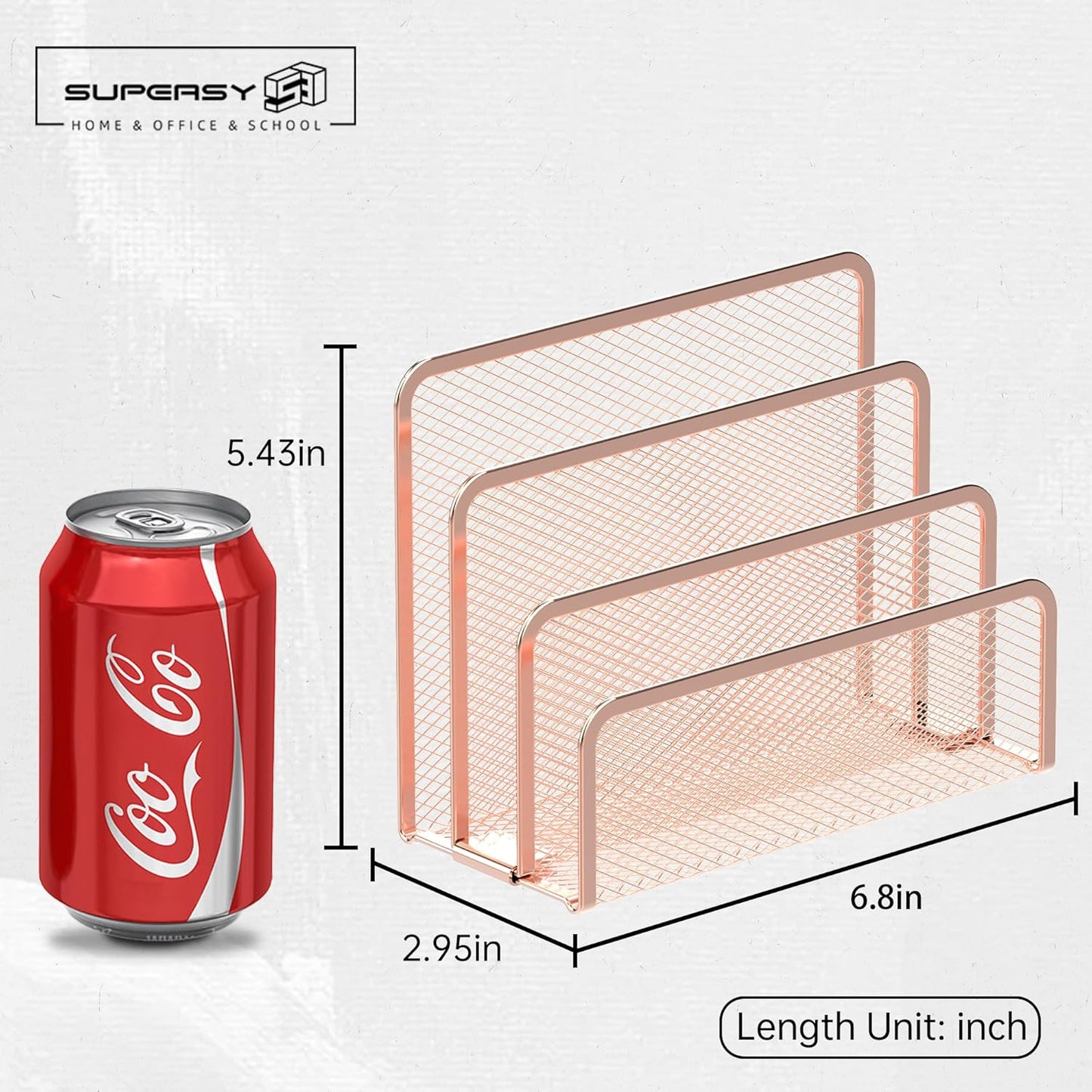 SUPEASY Mail Organizer for Desk, Mesh Metal Mail Holder Countertop with 3-Slot, Letter Sorter File Holder, Office Envelope Organizer for Mails (Rose Gold)