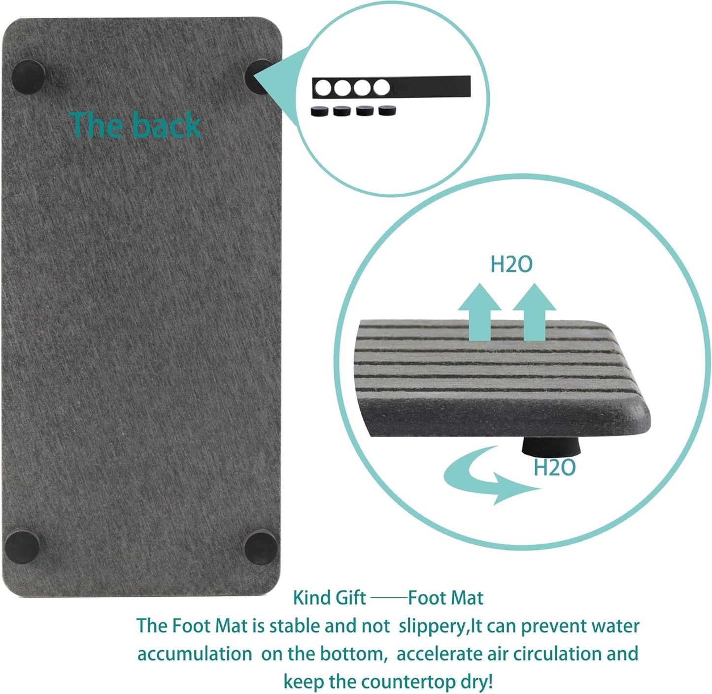 2 PCS Water Absorbent Diatomite Coasters Rectangle, Grooved Design, Water Absorbing Stone Used for Hand Soaps & Plants & toiletries in The Modern Home