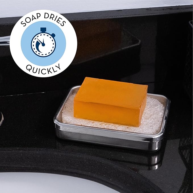 S&T INC. Bar Soap Holder for Kitchen, Bathroom, and Soap Dish, 6 Pack, Clear, 2.9 inches by 4.4 inches