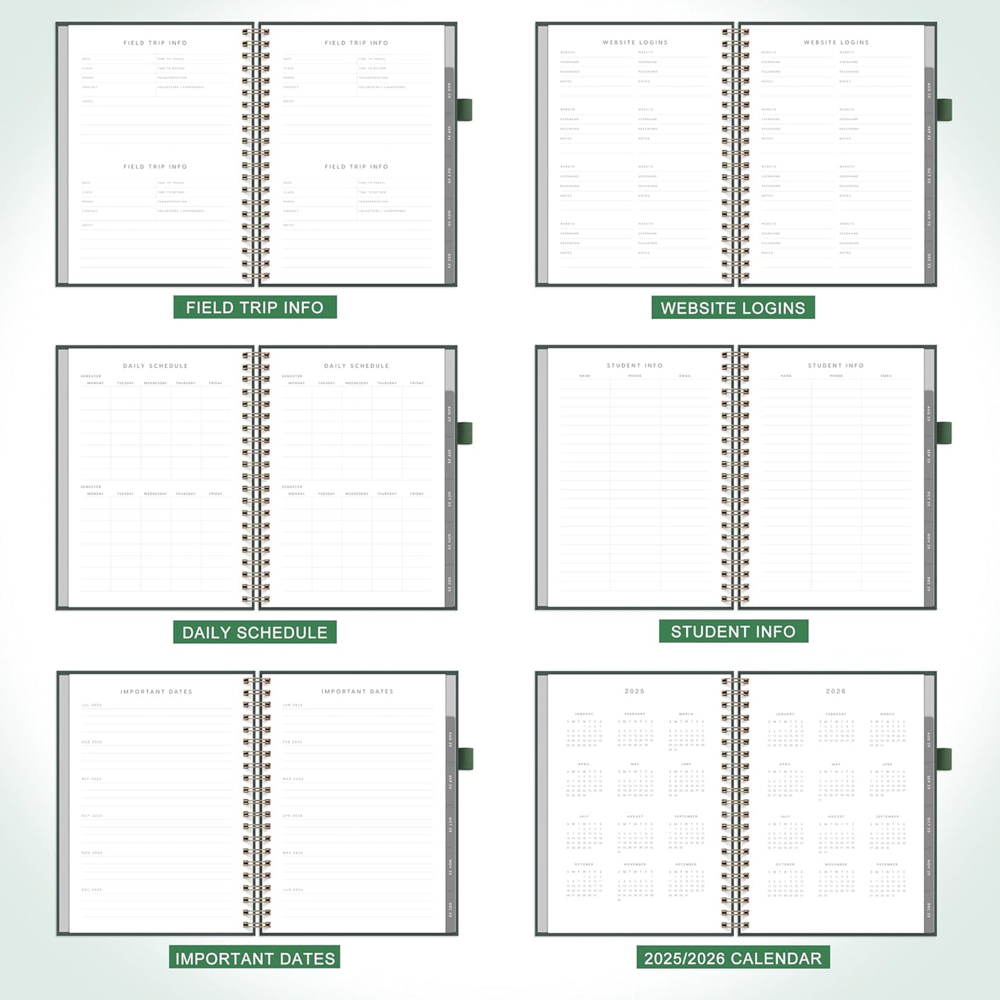 And Per Se Teacher Planner 2025-2026 Academic Year -Teacher Lesson Planner from July 2025 to June 2026, 8.5" x 11", Weekly & Monthly Planning for Teachers with Monthly Tabs, Stickers (Forest Green)