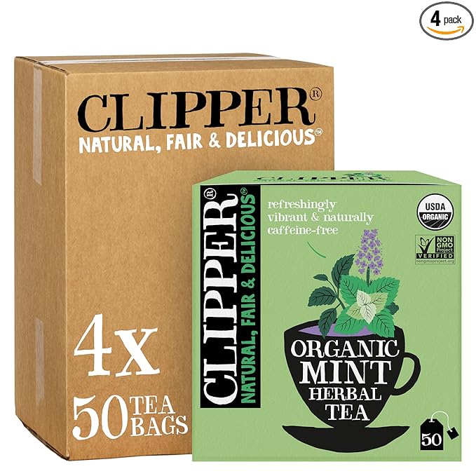 Clipper Tea Mint Herbal Teabags – Caffeine Free, USDA Organic, Great Hot or Iced – Refreshing, Natural, Fair & Delicious – 200 Tea Bags