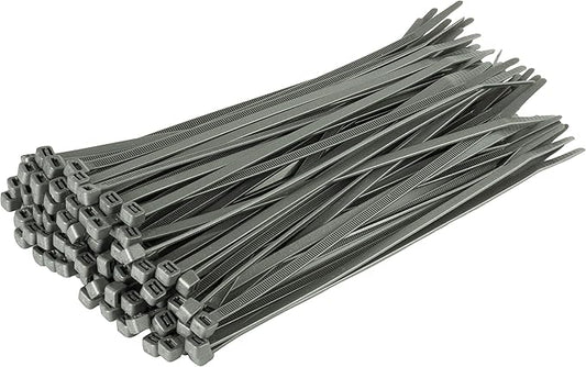 GTSE 8 Inch Silver/Gray Zip Ties, 100 Pack, 50lb Strength, UV Resistant Strong Nylon Grey Cable Ties, Self-Locking 8" Tie Wraps