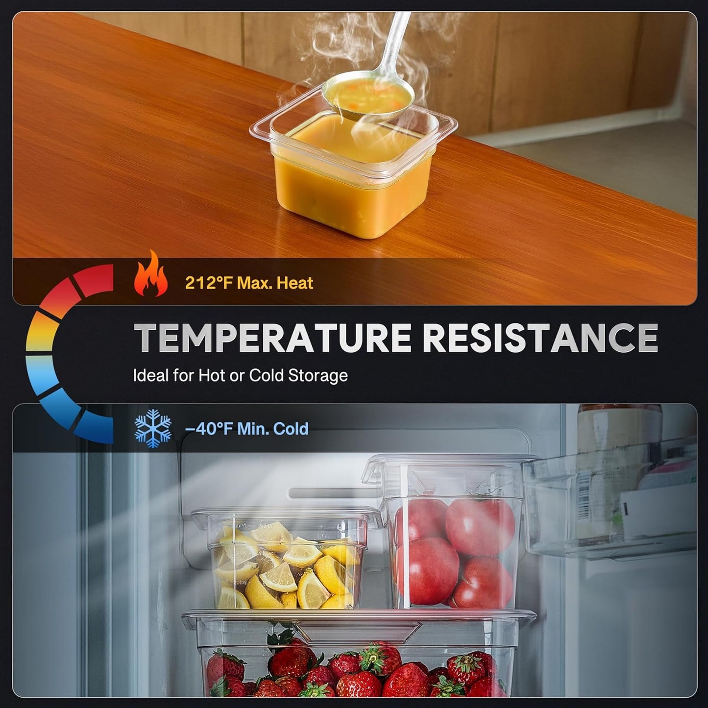 WILPREP 6 Pack Plastic Food Pans with Lids NSF Listed, 1/6 Size 4 in Deep Clear Food Storage Containers, 1.8 qt Stackable Polycarbonate Commercial Hotel for Fruits Vegetables Beans Corns