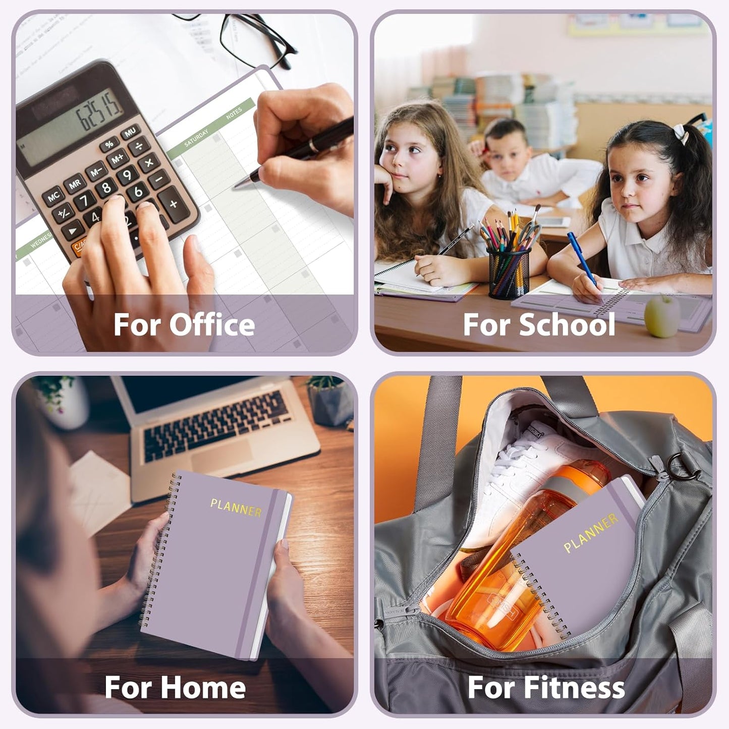 Undated Weekly Planner, Weekly To Do List Notebook with Goal, Organizer & Habit Tracker, A5 Daily Planner with Spiral Binding, Ideal for Office School Suppies (Purple)