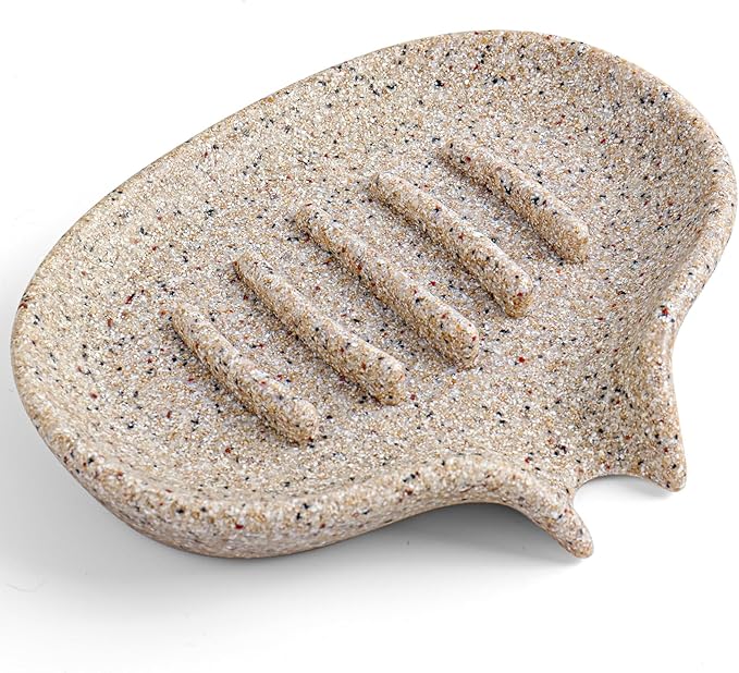 Soap Dish with Drain- Self Draining Bar Soap Holder for Shower, Large Resin Soap Savers Soap Tray Sponge Holder for Kitchen, Bathroom, Bathtub Sink, Linen