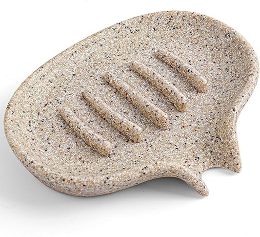 Soap Dish with Drain- Self Draining Bar Soap Holder for Shower, Large Resin Soap Savers Soap Tray Sponge Holder for Kitchen, Bathroom, Bathtub Sink, Linen
