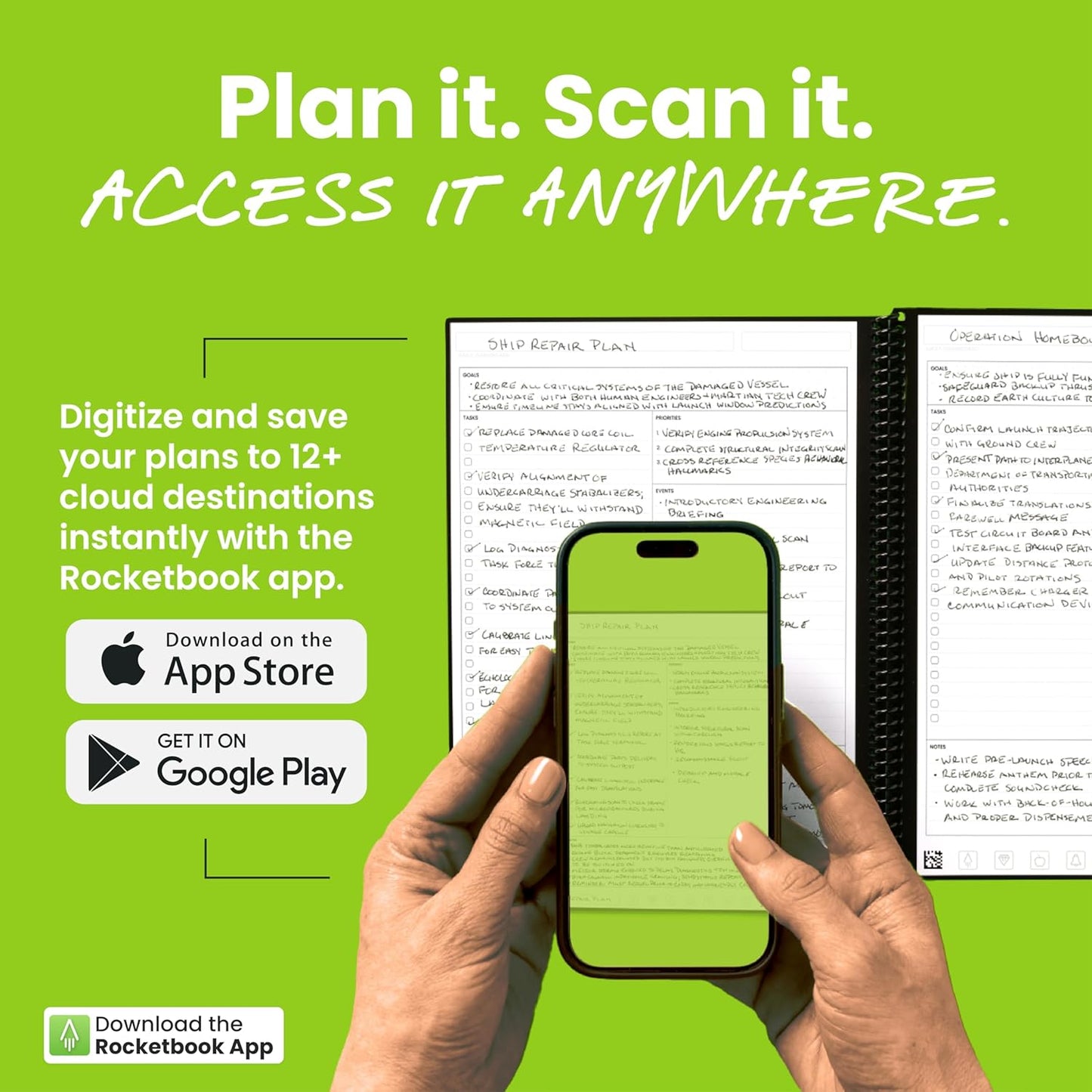 Rocketbook Flex Reusable Planner, Smart Undated, Daily, Weekly, Monthly, Annual Calendar Templates, Letter Size 8.5x11, Green (Pack of 1)