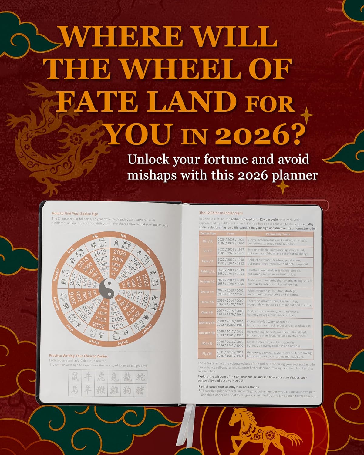 2026 Life Planner with Removable Folder and Elastic Bookmark, Daily Organizer with Forecast, Calligraphy Practice, Habit Tracker, To-Do Lists, and Weekly Layout, Black