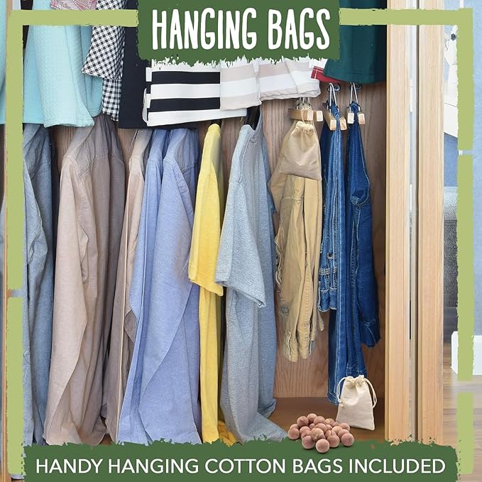 ecoKiwi Cedar Balls for Clothes Storage 75 Pack - 100% Natural Red Cedar Blocks for Clothes Storage - Aromatic Cedar Chips for Closets & Drawers - Cedarwood Oil Planks with Sandpaper & 3 Cotton Bags