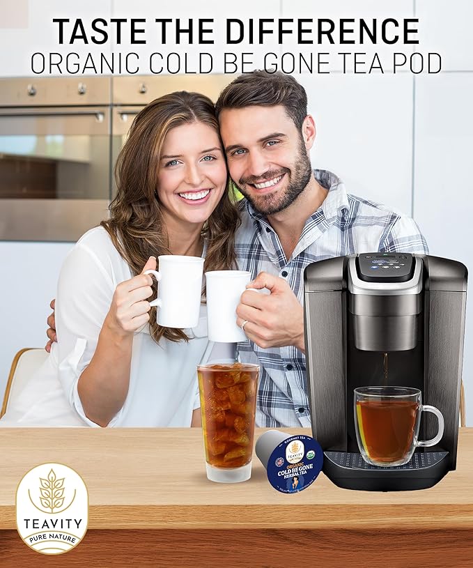 Organic Rooibos Tea Pods for Keurig with Lemon, Mint, Licorice - Unsweetened Decaf Tea for K Cup Brewing - Cold- Be-Gone by Teavity (24 Tea Pods)