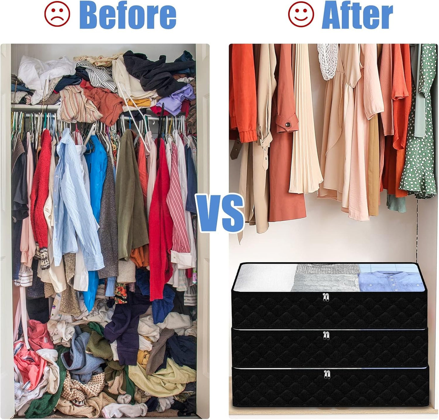 Fixwal 4 Pack Black Underbed Storage Bags with Clear Window and 2 Reinforced Handles Under Bed Storage Containers for Clothing, Bedding, Comforter