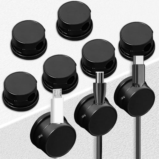 9 Pack Rotatable Magnetic Cord Organizer, Phone Cable Management, Desk Charger Cords Holder, No-Residue Adhesive Cables Clips for Kitchen, Office, Car, Nightstand（Black）