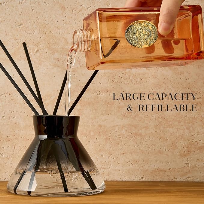 M&SENSE 10.14 oz Large Reed Diffuser Set | Orange Goji Scent Oil Diffuser with Sticks |Hotel Collection Non-Toxic Essential Oil |for Bedroom Bathroom Living Room