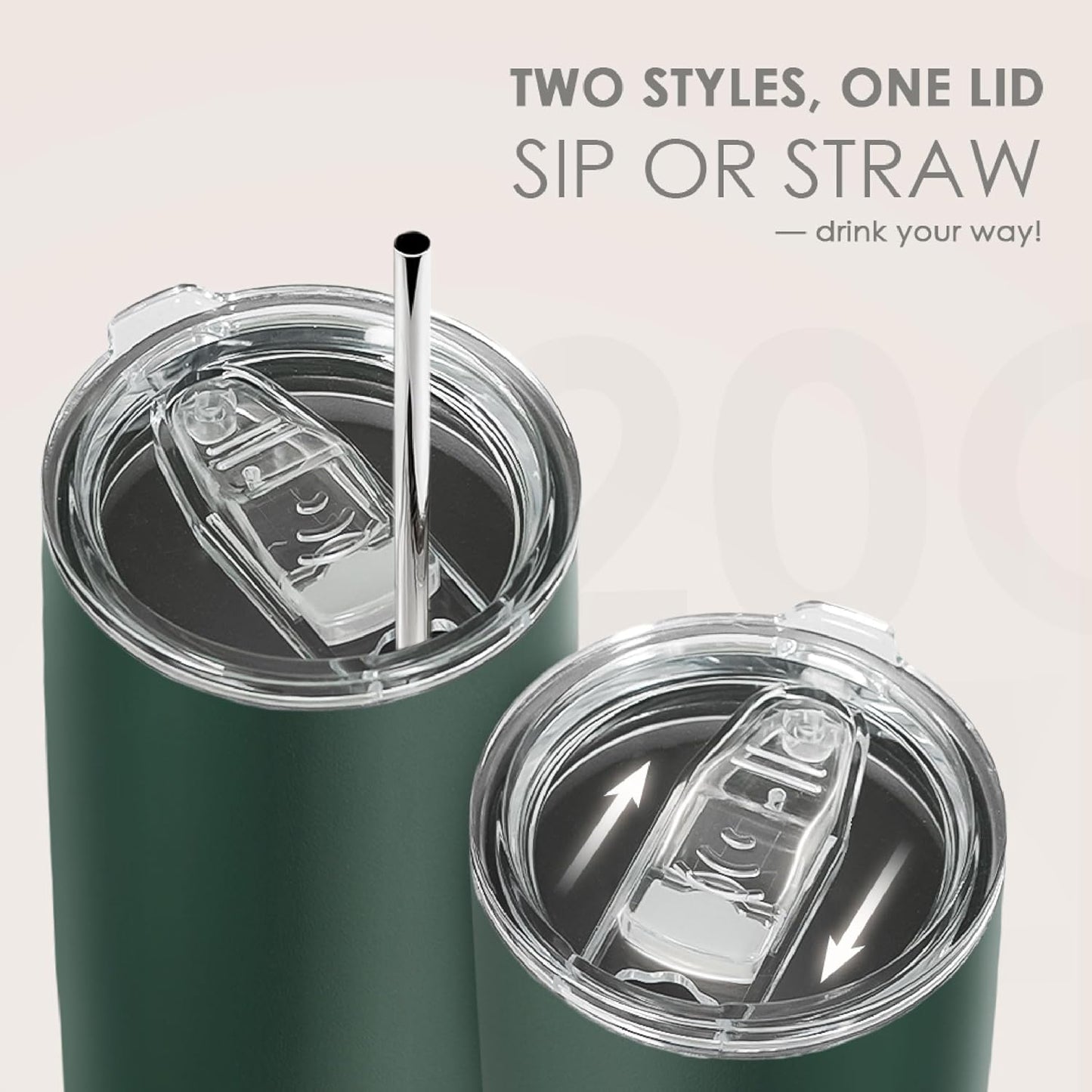 SANDJEST Dark Green Tumbler 20oz Stainless Steel Double Wall Vacuum Insulated, Green Travel Coffee Cup, Gifts for Men Women Birthday Christmas