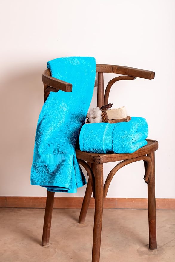 SALBAKOS 100% Turkish Cotton Extra Large Bath Sheet Set of 2 35x70 inch | Heirloom Quality | Hotel & Spa Collection | Soft, Absorbent Oversize Bath Towels | Made in Turkey (Aqua, 2 Bath Sheets)