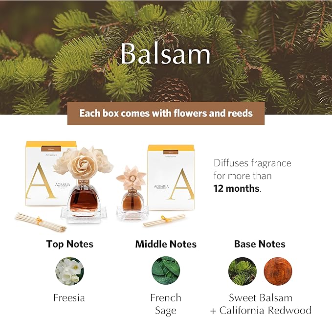 AGRARIA AirEssence & PetiteEssence Flower and Reed Diffuser Set, Luxury Home Fragrance Set, Scented Oil Reed Diffuser Gift for All Occasions