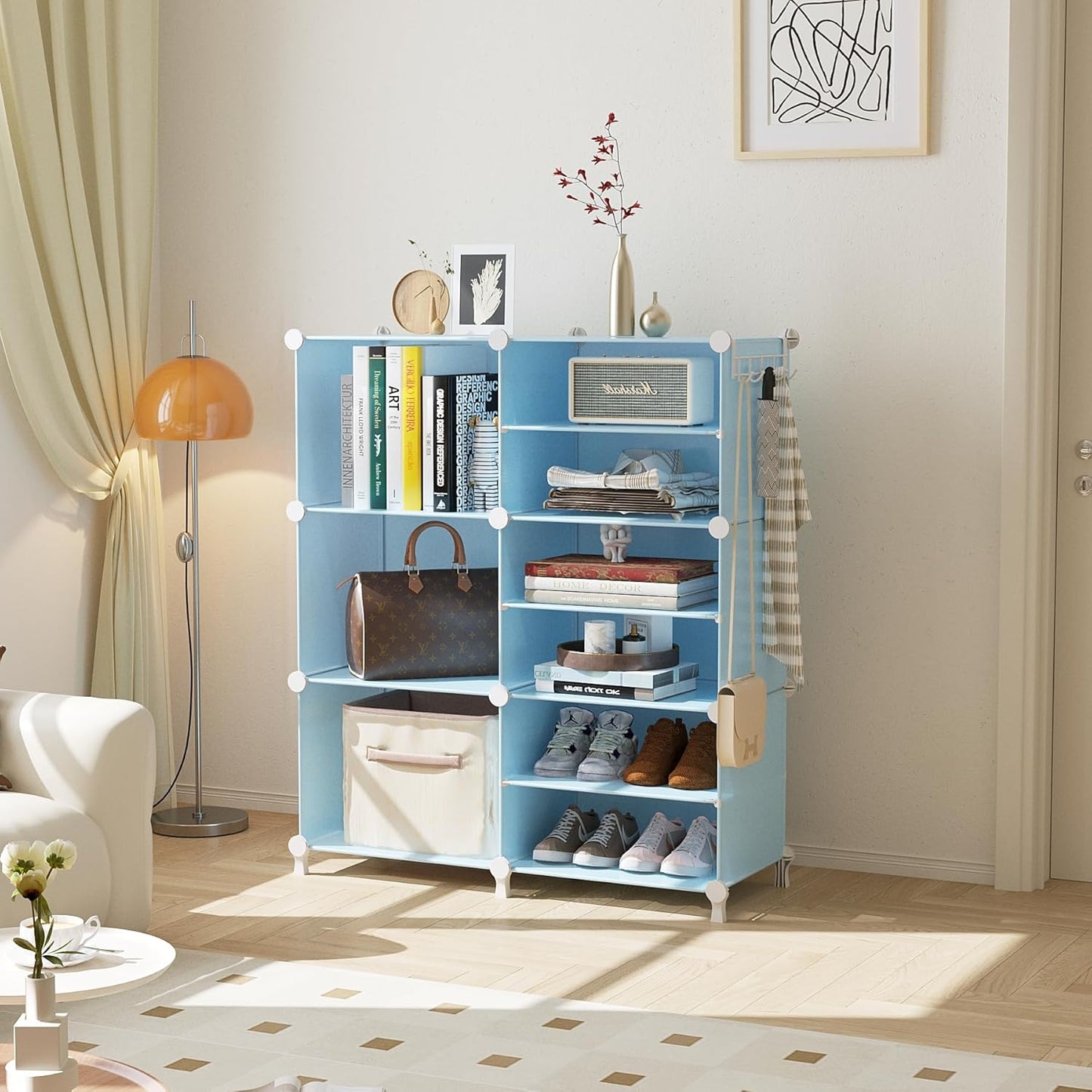 AWTATOS Closet Organizer 6 Cube Storage Shelves Portable Closet Clothes Organizers and Storage Stackable Cubby Shelving for Closet Bedroom Living Room Blue