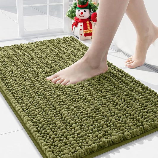 Arotive Luxury Chenille Bathroom Rug Mat, Extra Soft Thick Absorbent Shaggy Bath Rugs, Non-Slip Machine Wash Dry, Plush Bath Mats for Bathroom, Shower and Tub, 30x20, Willow Green