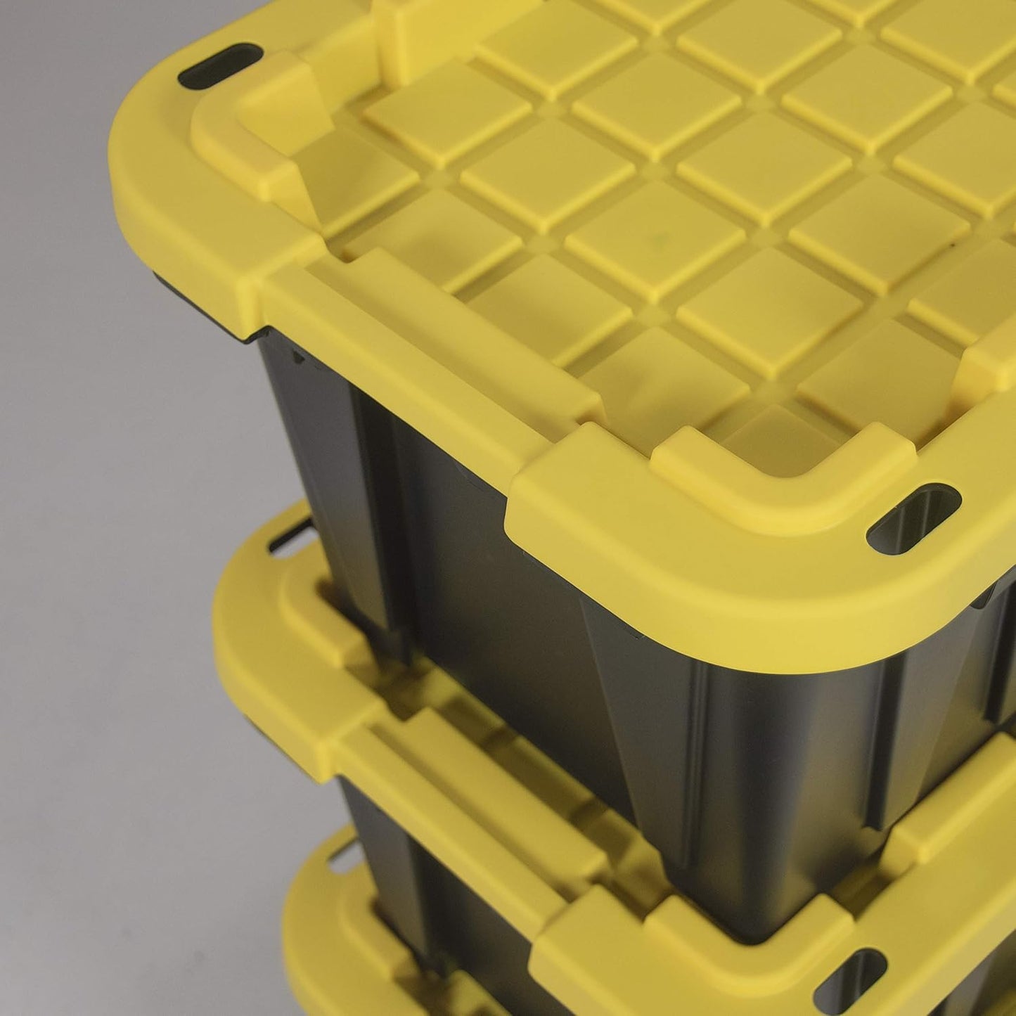 CX BLACK & YELLOW, 12-Gallon Heavy Duty Tough Storage Container & Snap-Tight Lid, (12.51"H x 16.3"W x 21.8"D), Weather-Resistant Design and Stackable Organization Tote [4 Pack]