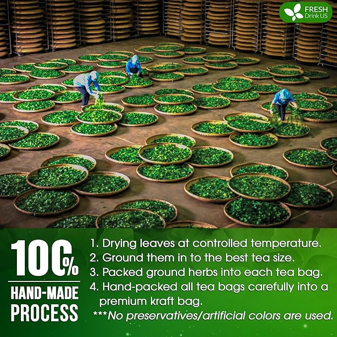 FreshDrinkUS, Premium 55 Ginkgo Biloba Leaf Tea Bags, 100% Natural & Pure from Ginkgo Biloba Leaves. Loose Leaf Herbal Tea. Made with Eco-Conscious Tea Bags. No Sugar, No Caffeine, No Gluten, Vegan.