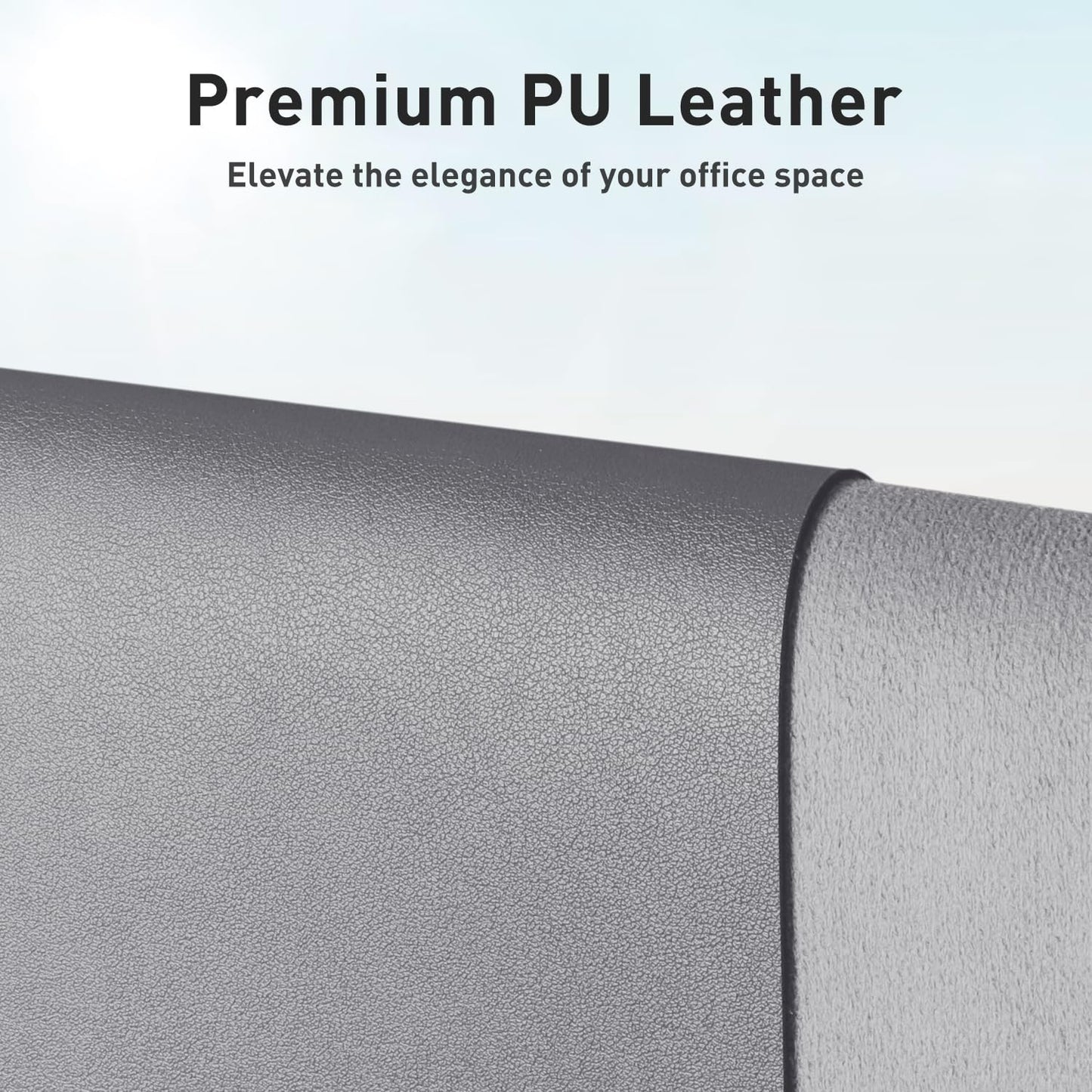 Aothia Faux Leather Desk Mat – Large Mouse Pad, Non-Slip PU Leather Blotter, Waterproof Writing Surface for Office and Home (Light Grey, 47.2" x 23.6")
