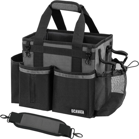 Compact Wearable Cleaning Caddy, Small Cleaning Caddy Supplies Organizer with Handle & Shoulder Straps for Housekeepers, Under Sink & Car Cleaning Tool Organizers Bag (DarkGrey)