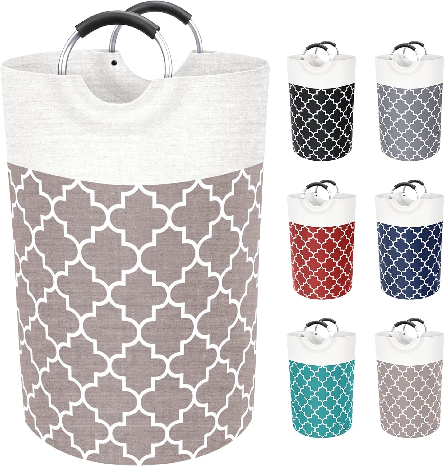 Large Laundry Basket Laundry Hamper Bag Washing Bin Clothes Bag Collapsible Tall With Handles Waterproof Travel Bathroom College Essentials Storage For College Dorm, Family (Khaki)75L