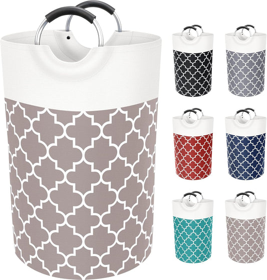 Large Laundry Basket Laundry Hamper Bag Washing Bin Clothes Bag Collapsible Tall With Handles Waterproof Travel Bathroom College Essentials Storage For College Dorm, Family (Khaki)75L