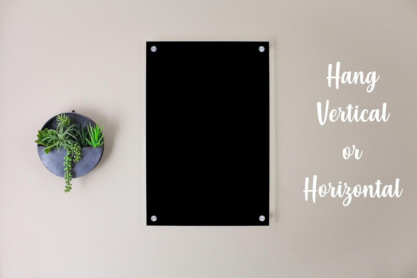 Acrylic Dry Erase Board for Wall with Stylish Border - Shipped Next Day, Made in USA, Non-Magnetic Whiteboard, Wall Mounted Board, Easy to Clean (Black - 24x36)